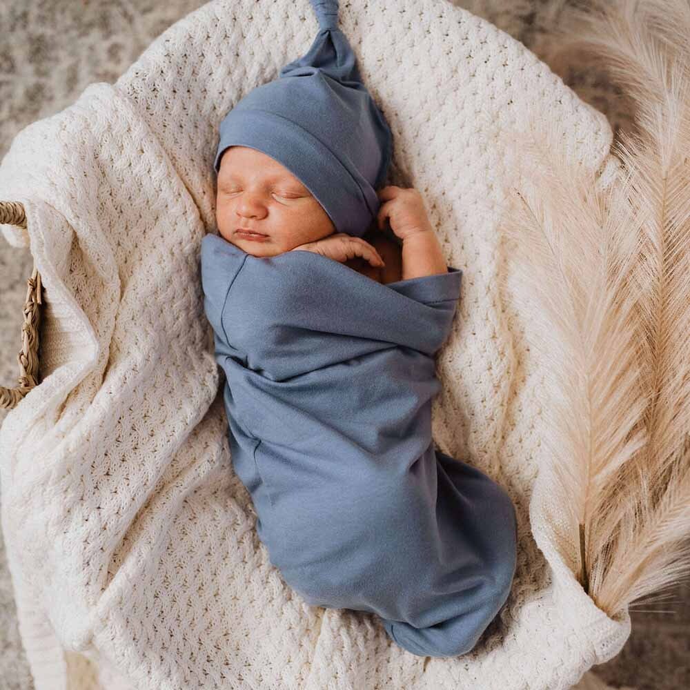 Snuggle Hunny Indigo Organic Snuggle Swaddle & Beanie Set