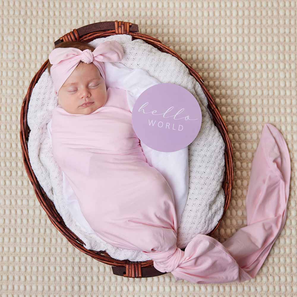 Snuggle Hunny Organic Jersey Wrap & Topknot Set - Baby Pink