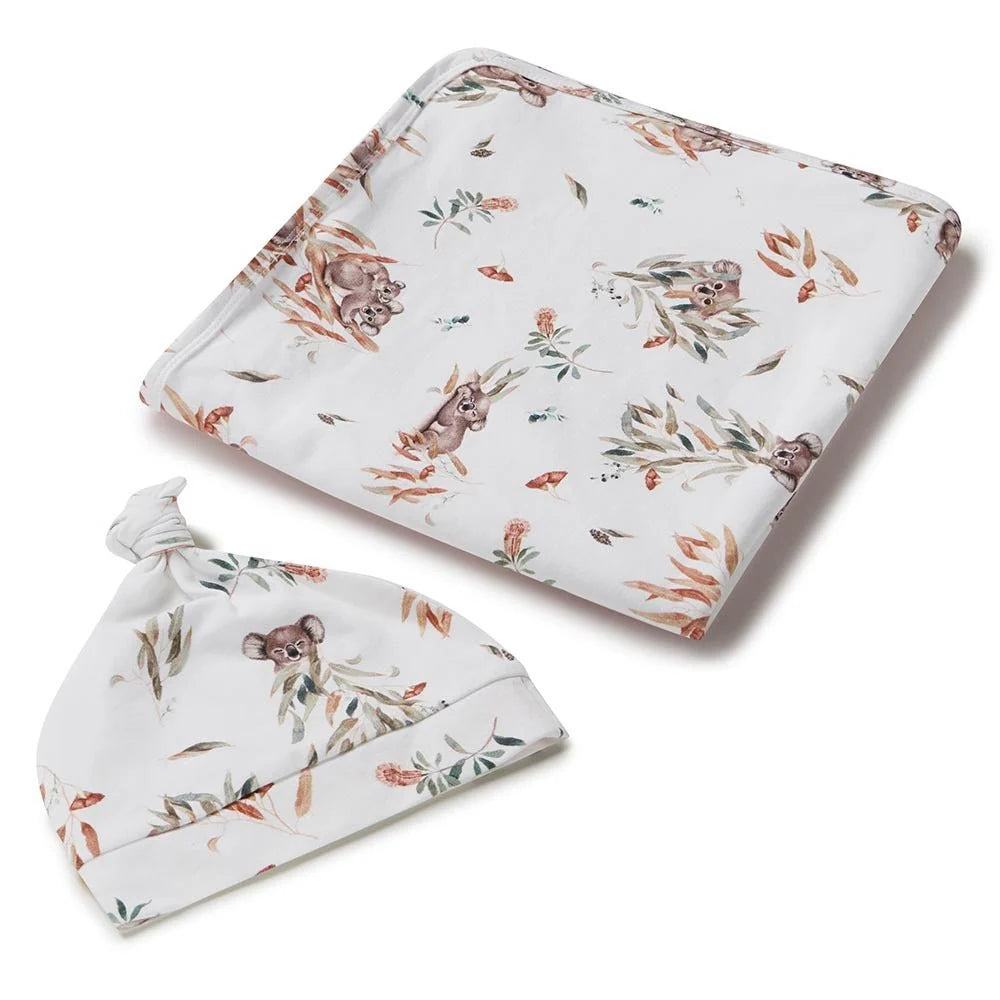 Snuggle Hunny Koala Organic Jersey Wrap & Beanie Set