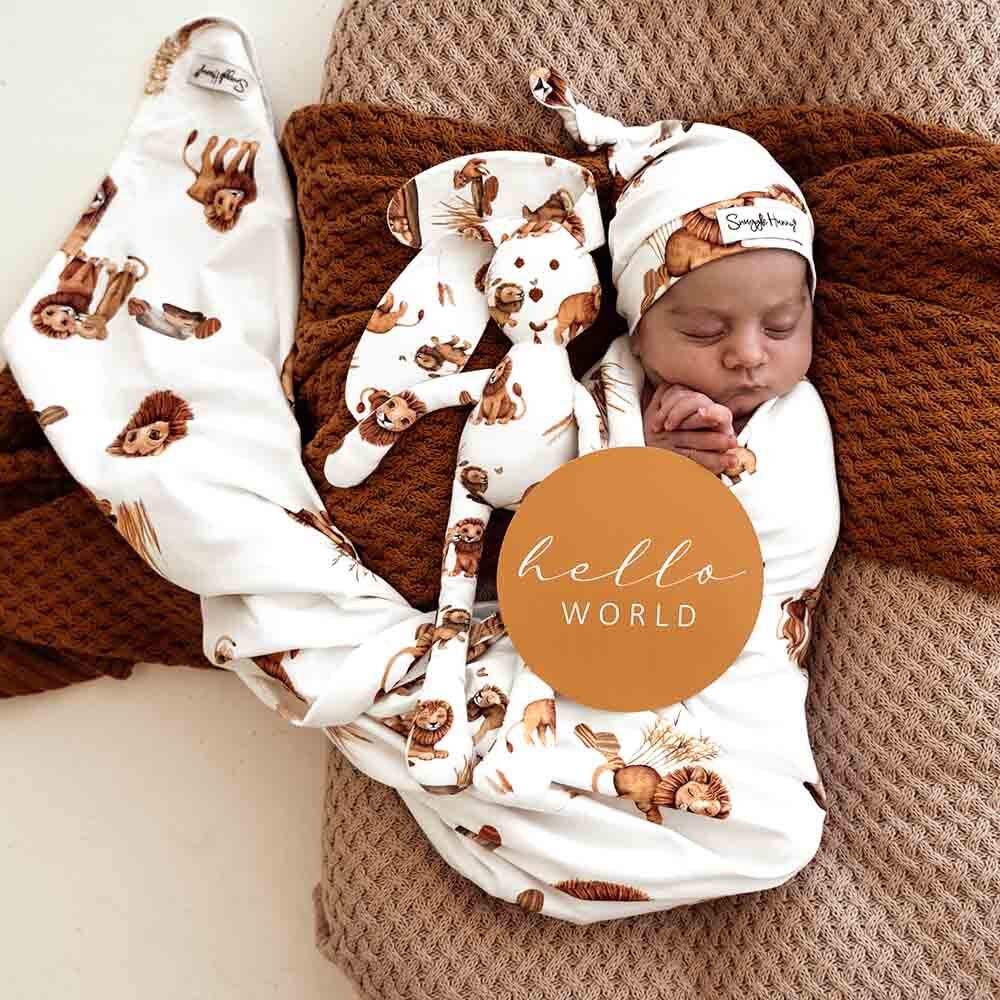 Snuggle Hunny Lion Organic Jersey Wrap & Beanie Set