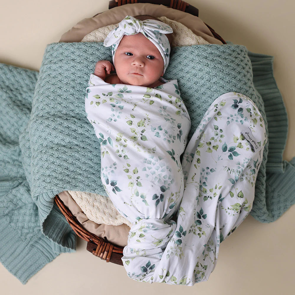 Snuggle Hunny Eden Organic Jersey Wrap & Topknot Set