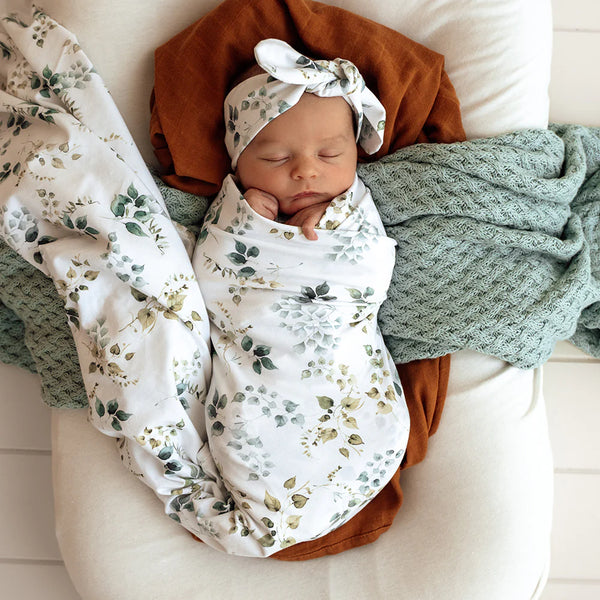 Snuggle Hunny Eden Organic Jersey Wrap & Topknot Set