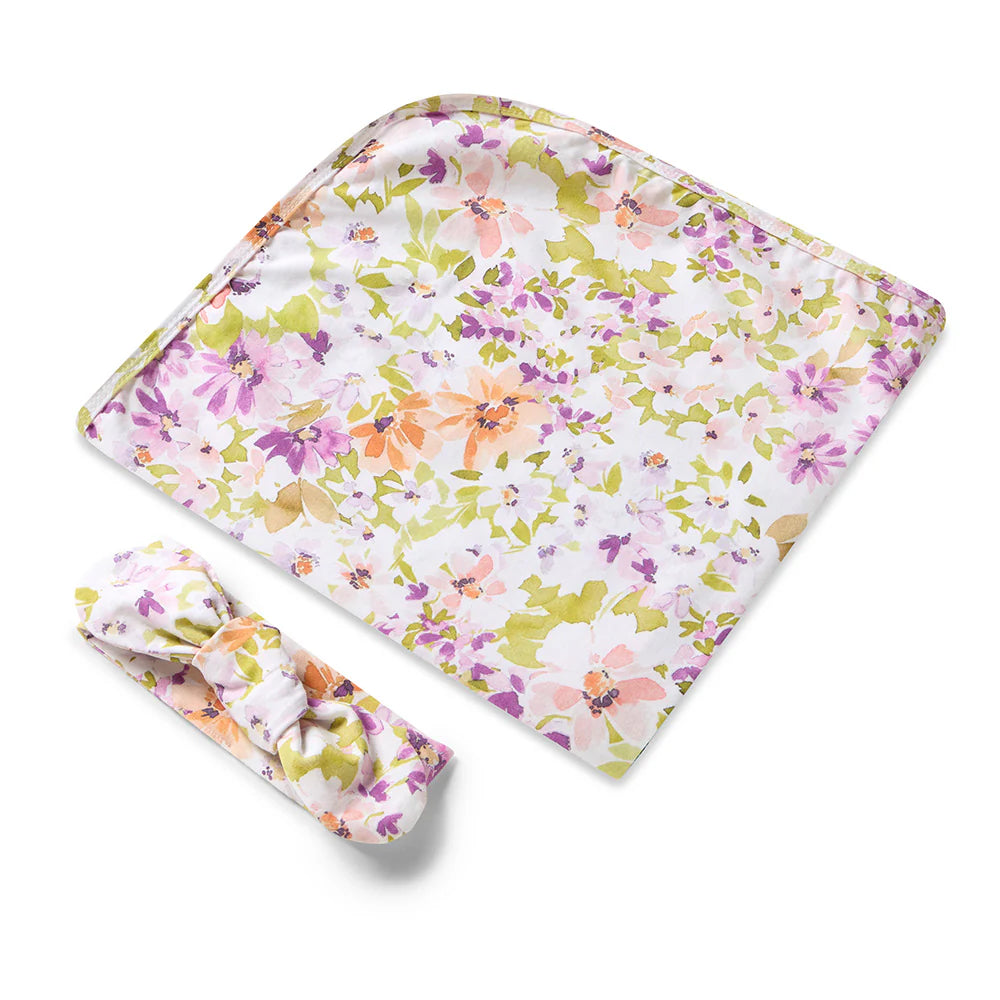 Snuggle Hunny Isla Organic Jersey Wrap & Topknot Set