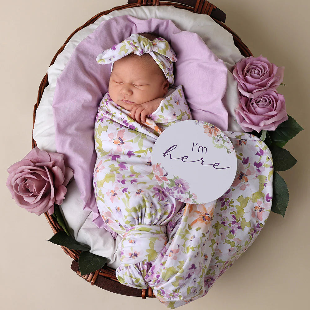 Snuggle Hunny Isla Organic Jersey Wrap & Topknot Set