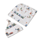 Snuggle Hunny Trains Organic Jersey Wrap & Beanie Set