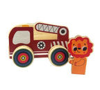 ToysLink - Wooden Mini Wheelie Emergency VehIcles With Animals - Assorted