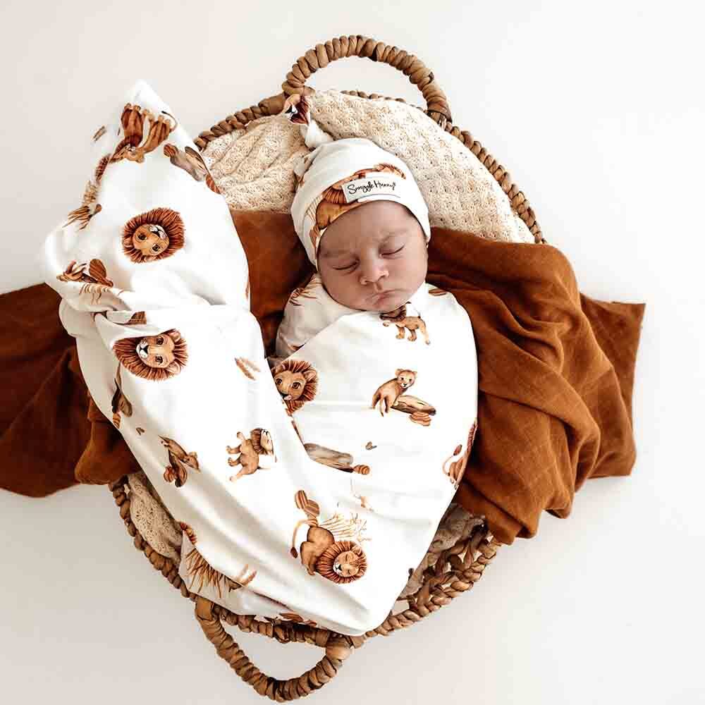 Snuggle Hunny Lion Organic Jersey Wrap & Beanie Set