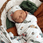 Snuggle Hunny Little Racers Organic Jersey Wrap & Beanie Set