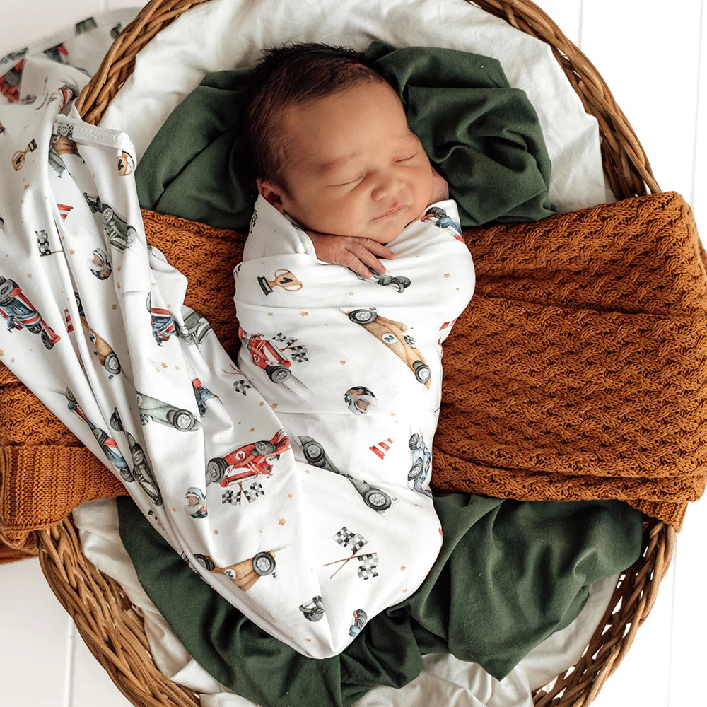 Snuggle Hunny Little Racers Organic Jersey Wrap & Beanie Set
