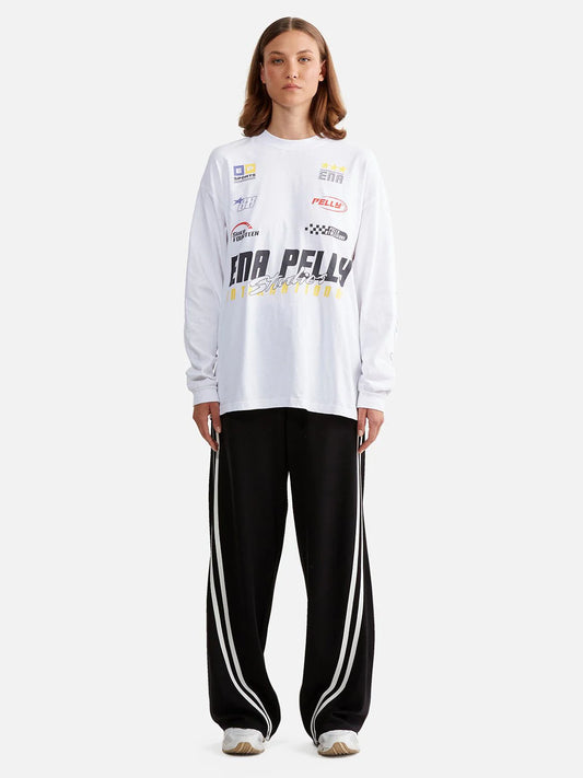 Ena Pelly Mixed Long Sleeve Tee White