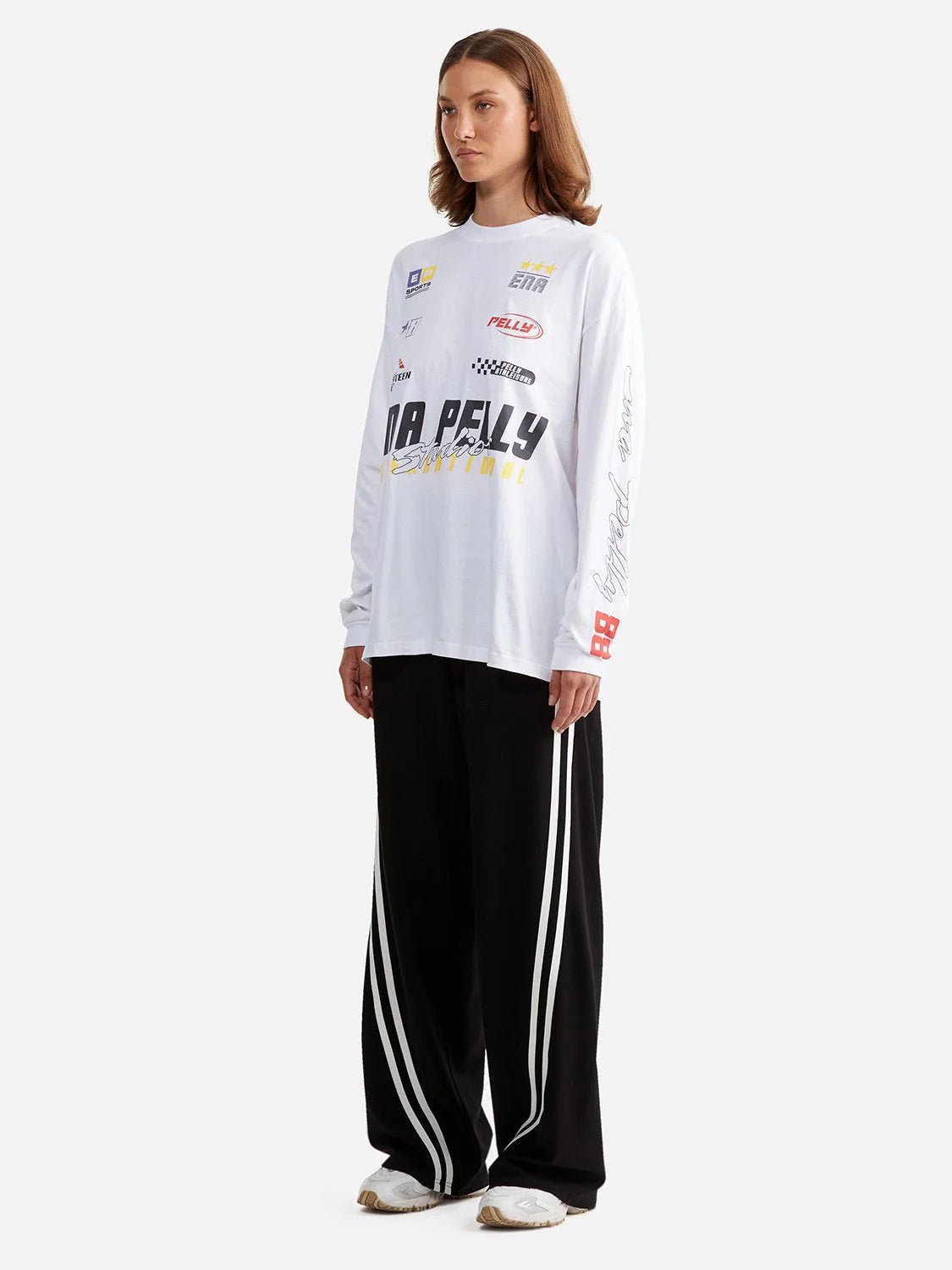 Ena Pelly Mixed Long Sleeve Tee White