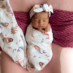 Snuggle Hunny - Organic Jersey Wrap & Topknot Set - Mermaid