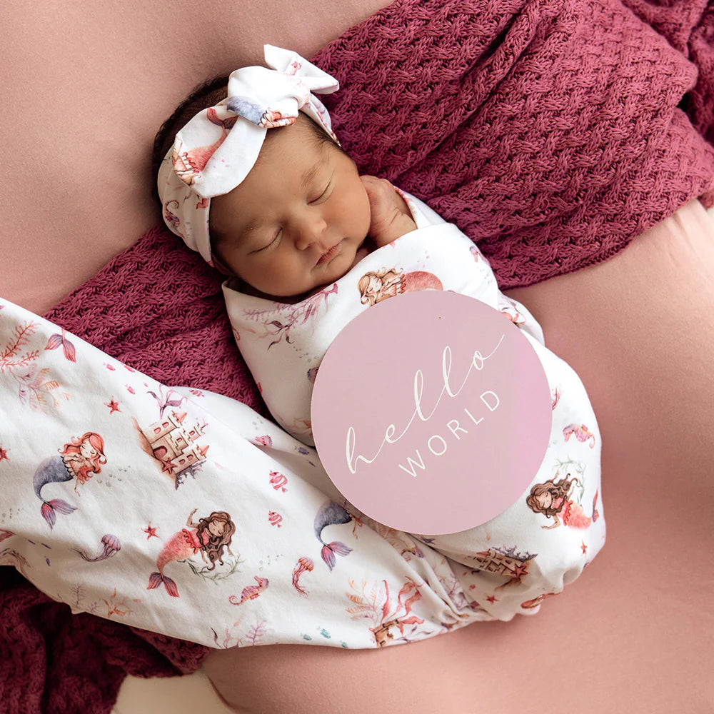 Snuggle Hunny - Organic Jersey Wrap & Topknot Set - Mermaid