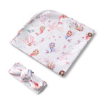 Snuggle Hunny - Organic Jersey Wrap & Topknot Set - Mermaid