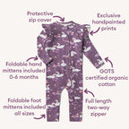 Snuggle Hunny Midnight Swan Organic Snugglesuit Convertible Romper with Frill