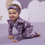 Snuggle Hunny Midnight Swan Organic Snugglesuit Convertible Romper with Frill