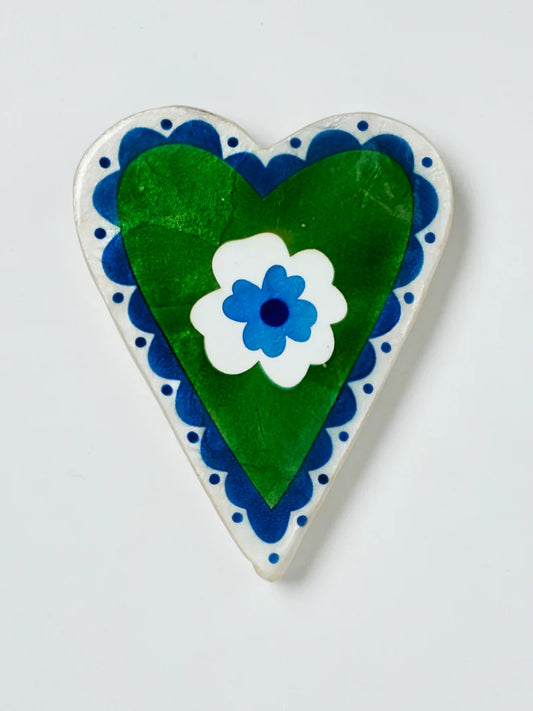 Jones & Co Poppy Green Heart