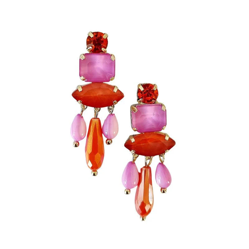 Zoda - Nala Gem Earring  Pink Orange