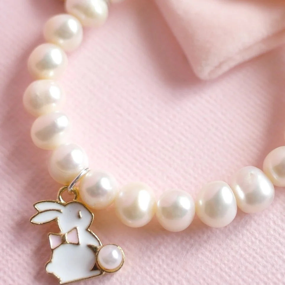 Lauren Hinkley Freshwater Pearl Bunny Charm Bracelet