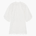 Petite Amalie White Applique Voile Bow Dress