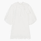 Petite Amalie White Applique Voile Bow Dress