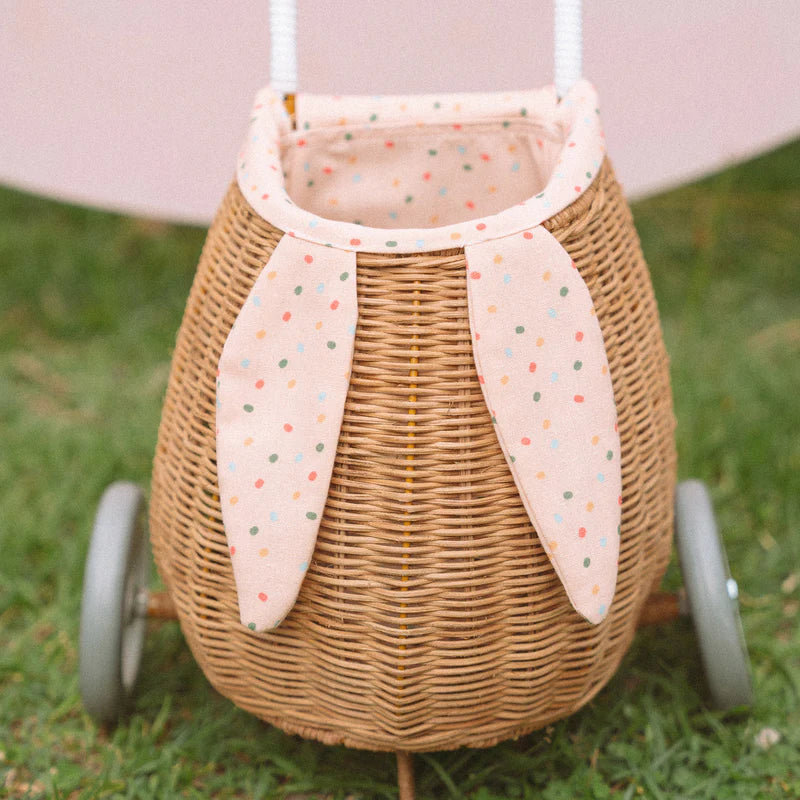 Olli Ella Rattan Bunny Luggy With Lining Assorted