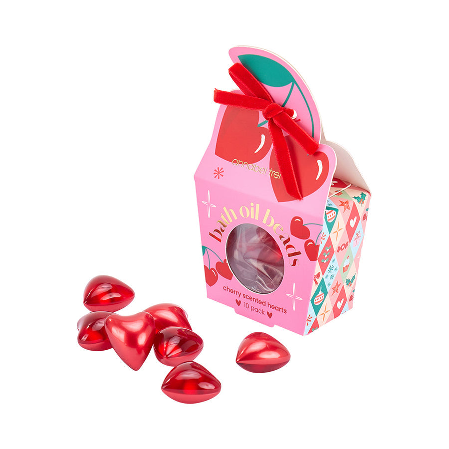 Annabel Trends Festive Cherry Hearts Bath Oil Beads