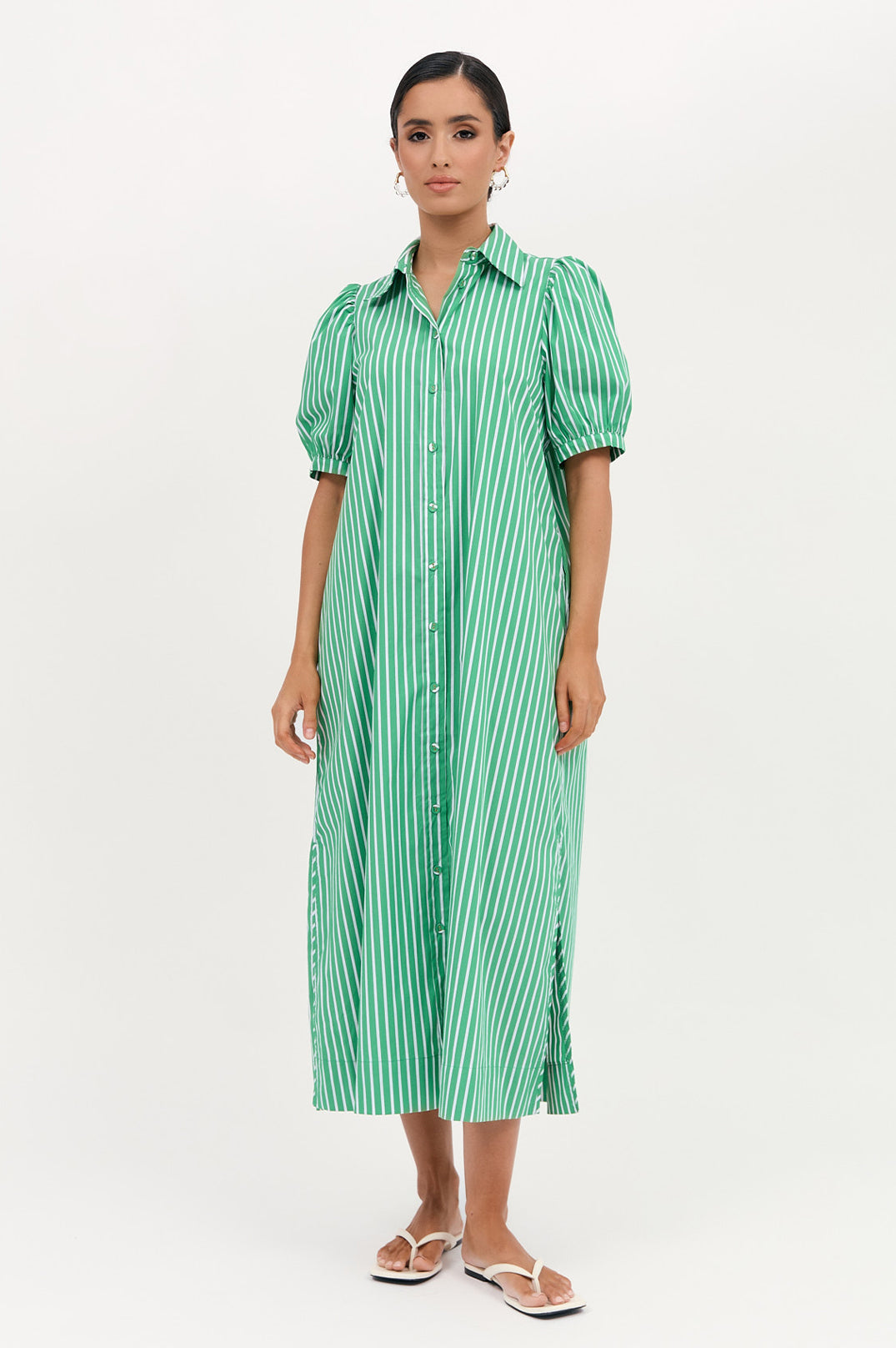 Adorne- Louise Poplin Stripe Shirt Dress