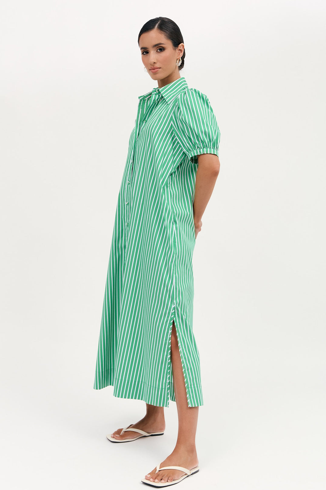 Adorne- Louise Poplin Stripe Shirt Dress