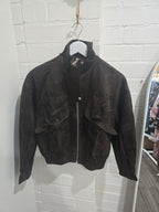 By Frankie - Choc Faux Suede Bomber Jacket