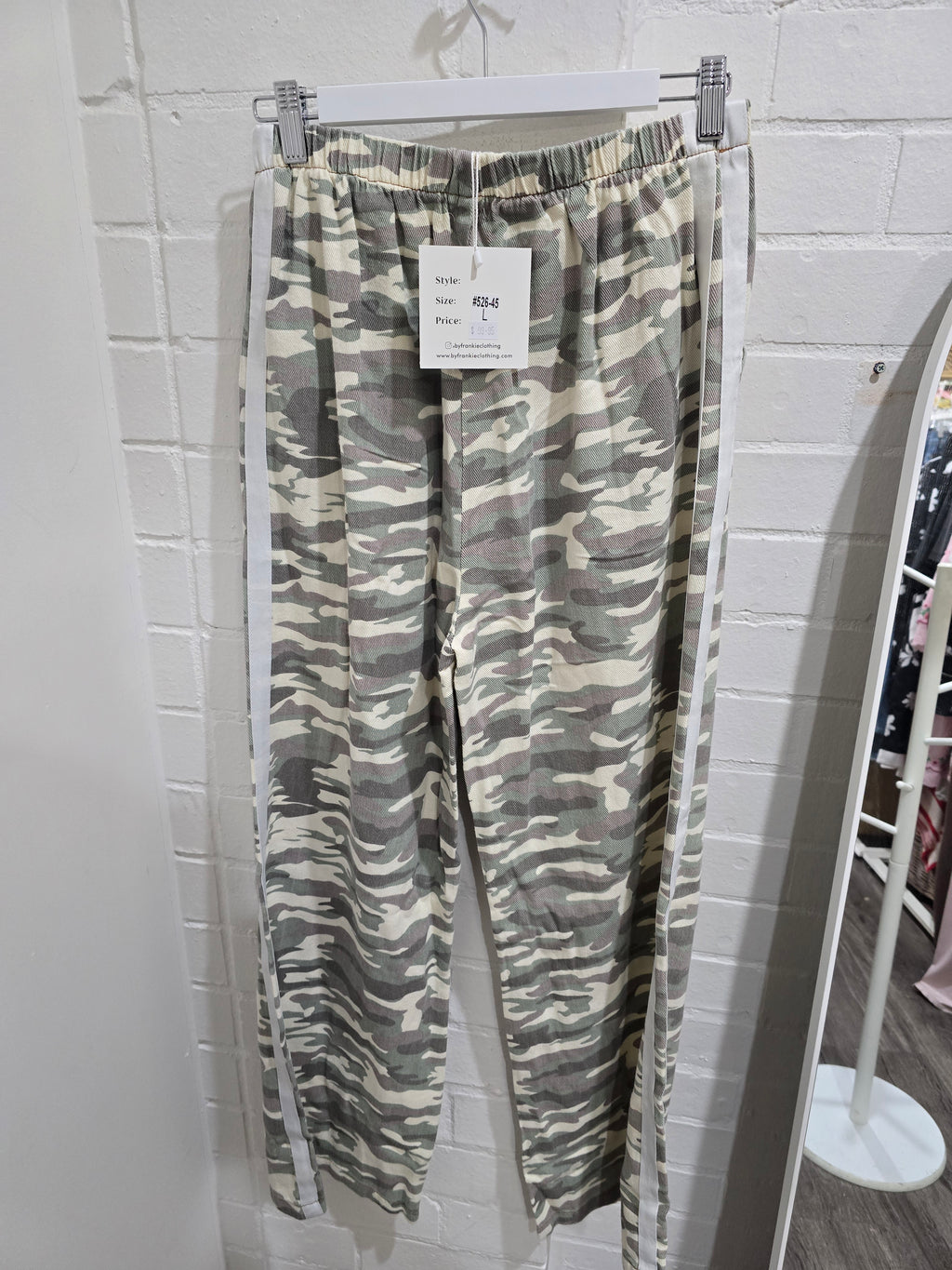 By Frankie - Light Camo Pant With White Racer Stripe