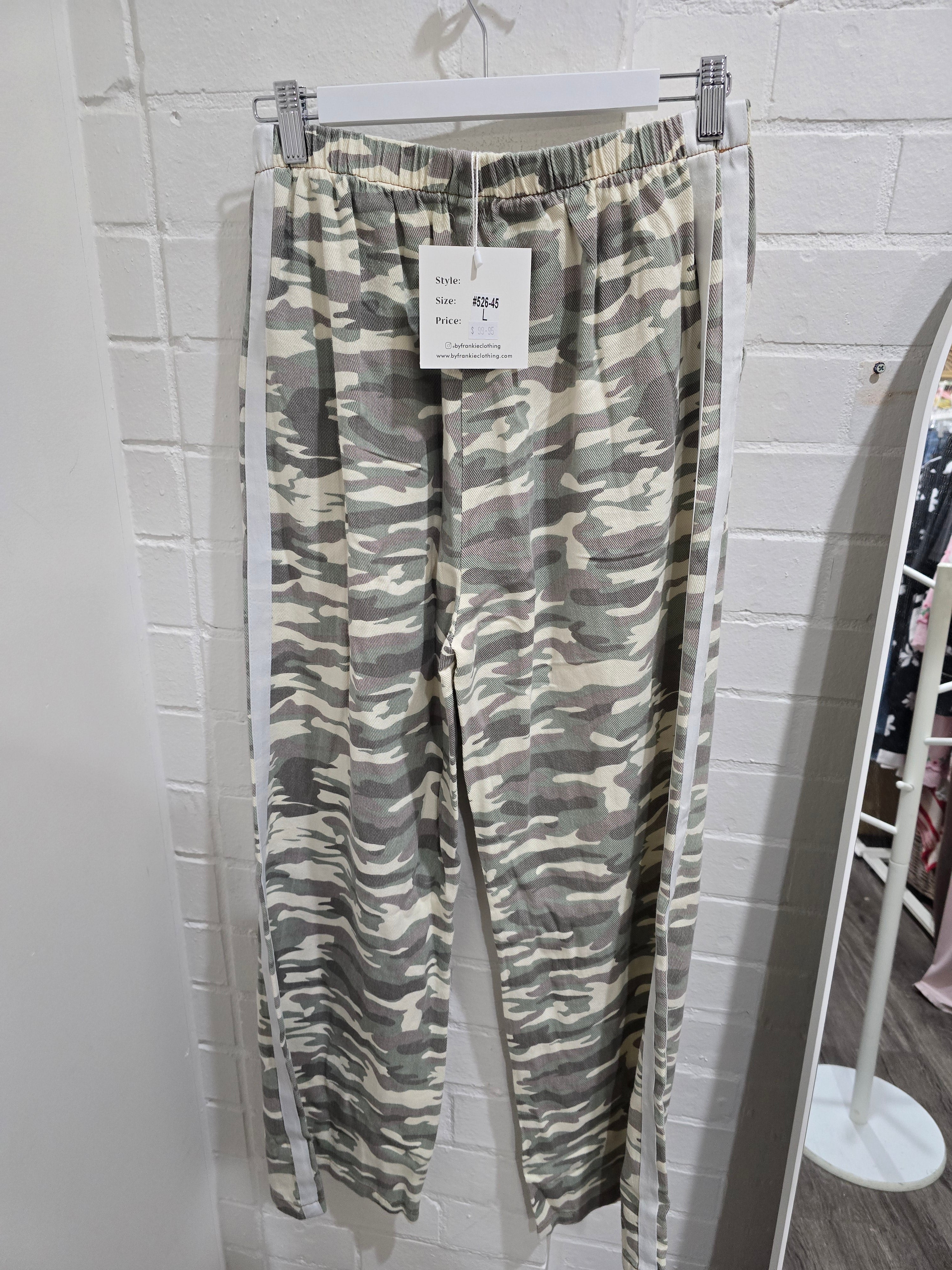 By Frankie - Light Camo Pant With White Racer Stripe