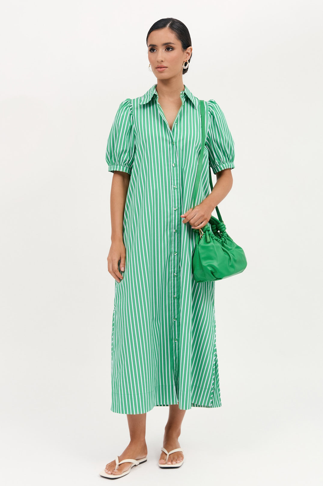 Adorne- Louise Poplin Stripe Shirt Dress