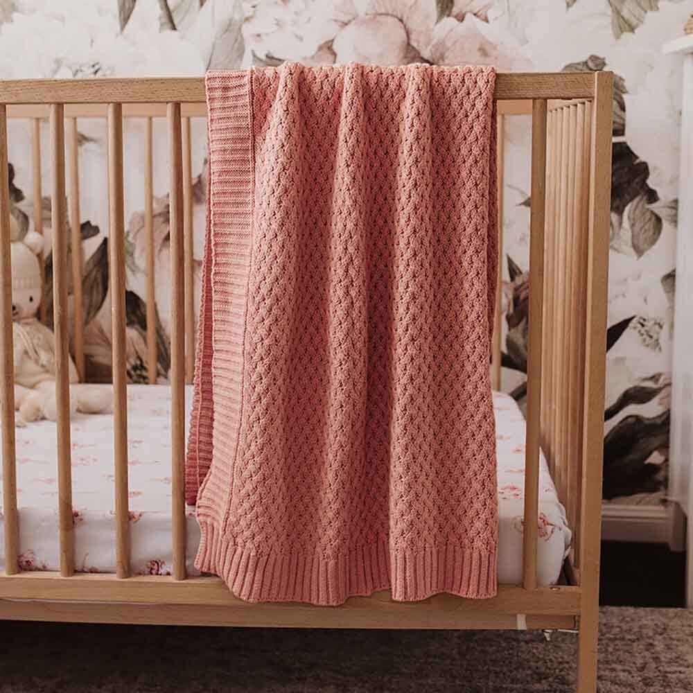 Snuggle Hunny Rosa Diamond Knit Organic Baby Blanket