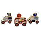 ToysLink - Wooden Mini Wheelie Emergency VehIcles With Animals - Assorted
