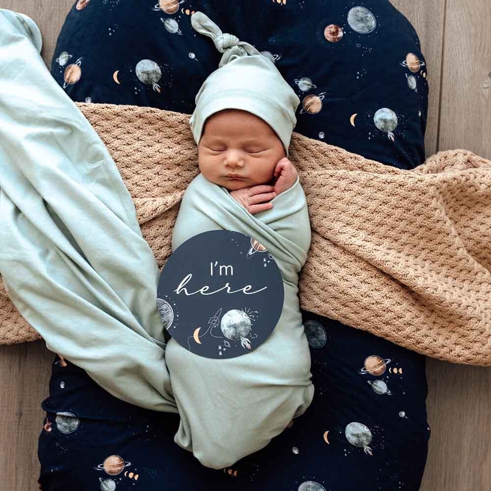 Snuggle Hunny Sage Organic Jersey Wrap & Beanie Set