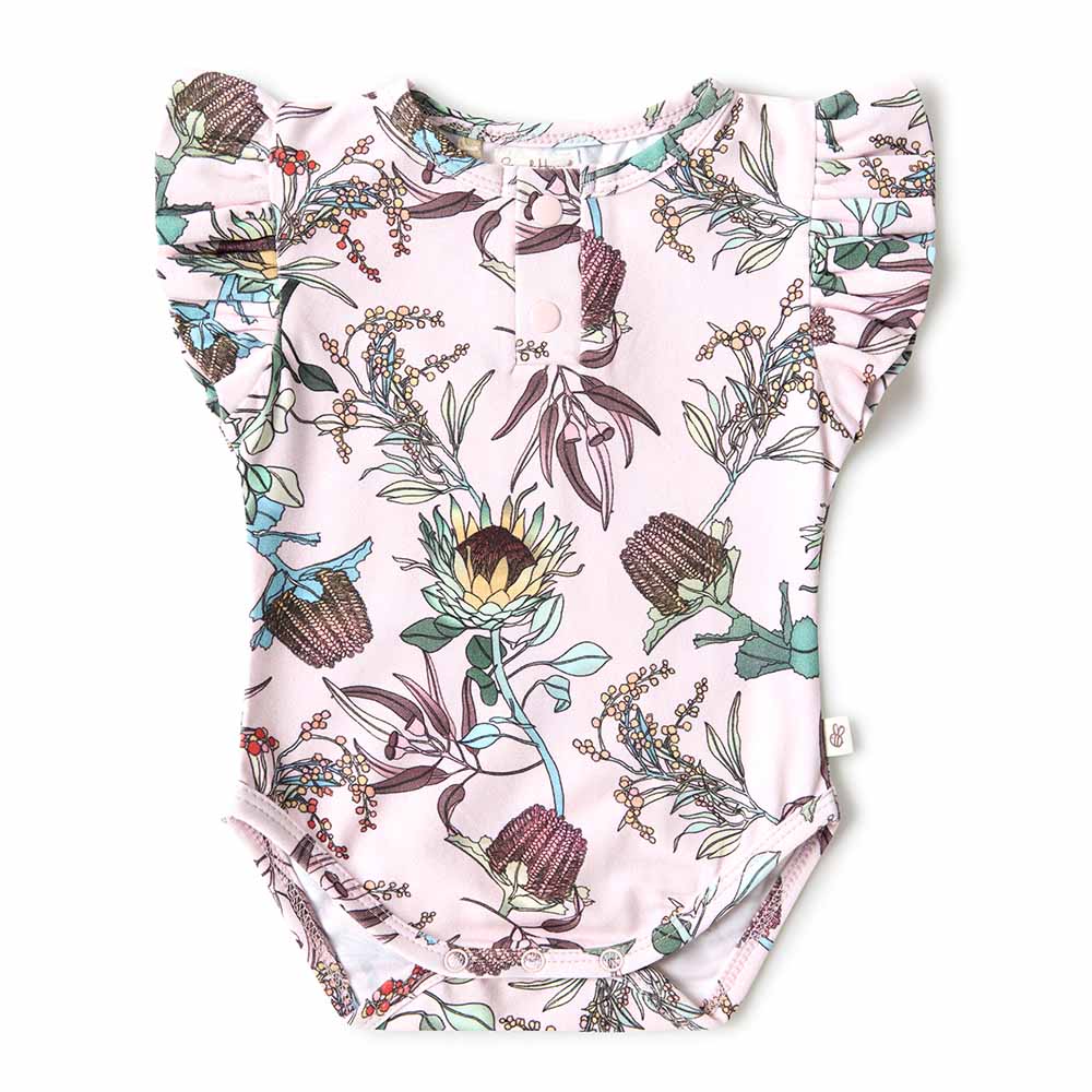 Snuggle Hunny Banksia Short Sleeve Organic Bodysuit with Frill