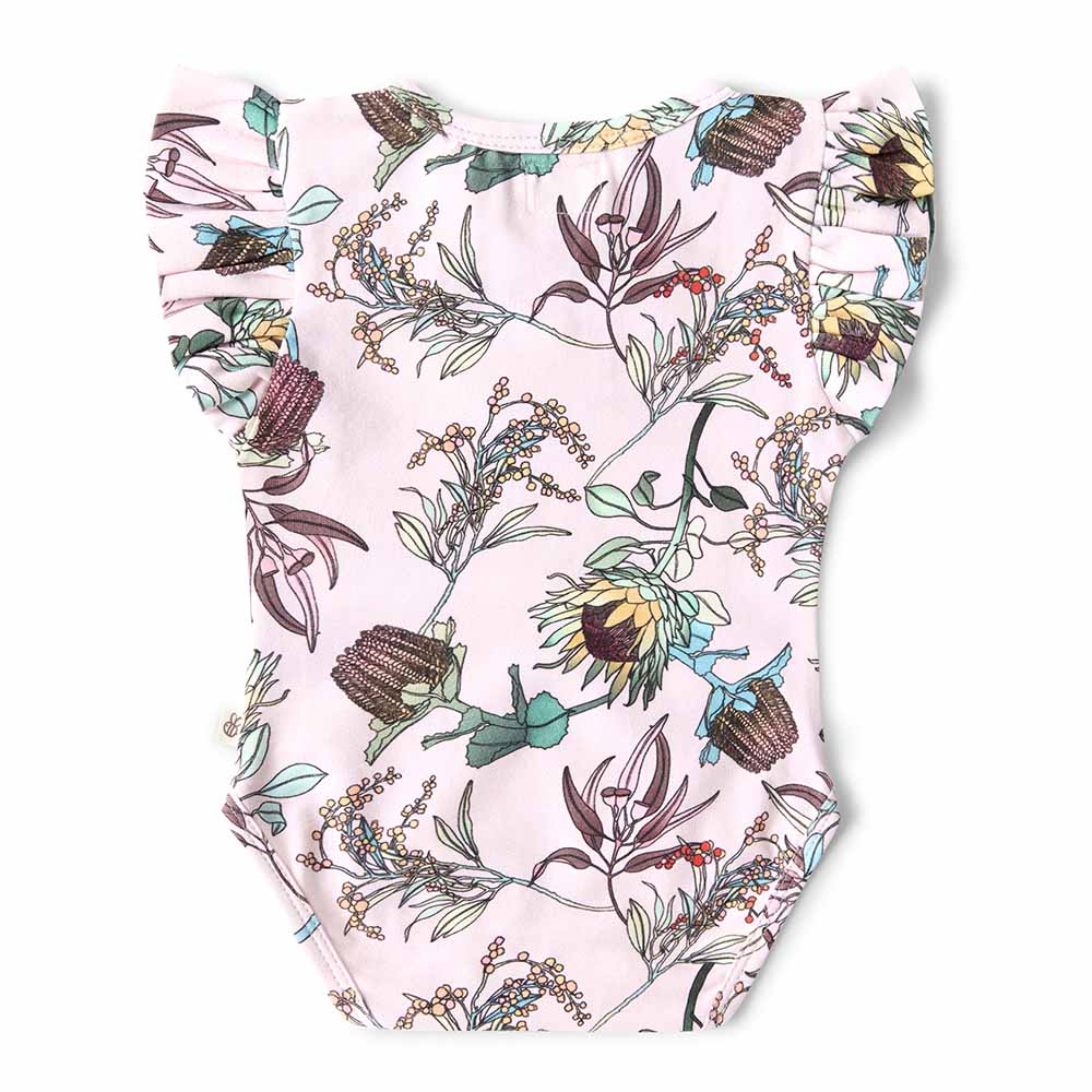 Snuggle Hunny Banksia Short Sleeve Organic Bodysuit with Frill