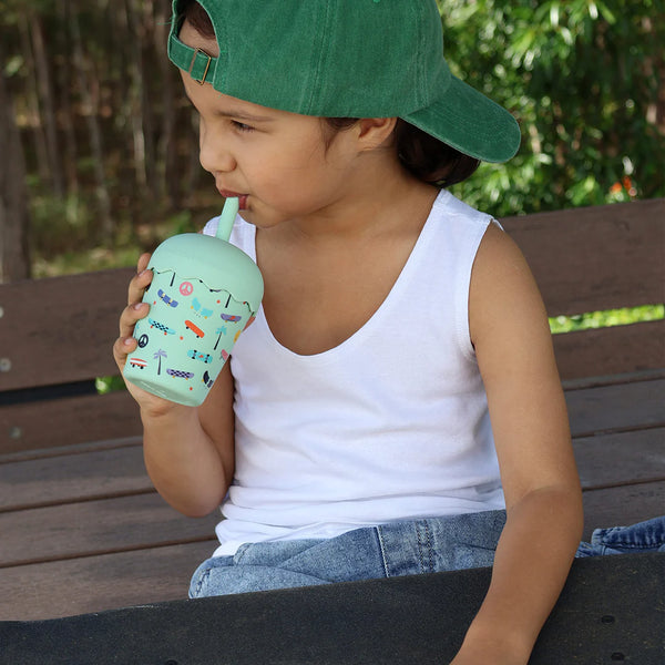 Chino Club-Mini Smoothie Cup & Straw 200ml-Skate Aqua