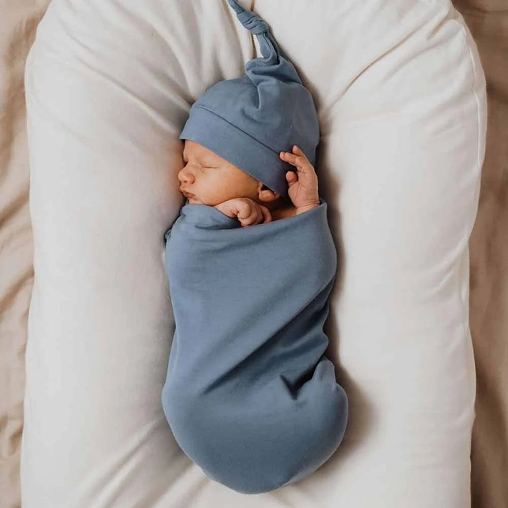 Snuggle Hunny Indigo Organic Snuggle Swaddle & Beanie Set