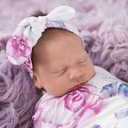 Snuggle Hunny Lilac Skies Organic Snuggle Swaddle & Topknot Set