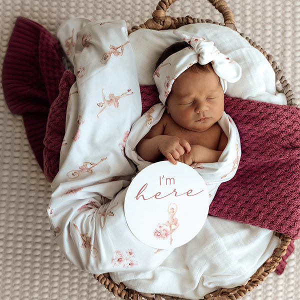 Snuggle Hunny Ballerina Organic Jersey Wrap & Topknot Set