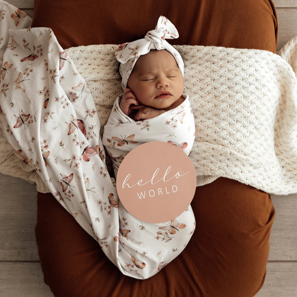 Snuggle Hunny Butterfly Organic Jersey Wrap & Topknot Set