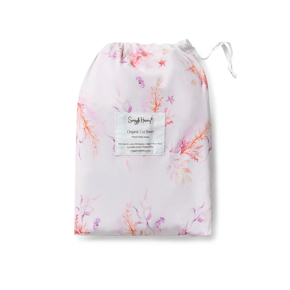 Snuggle Hunny Fitted Cot Sheet - Coral