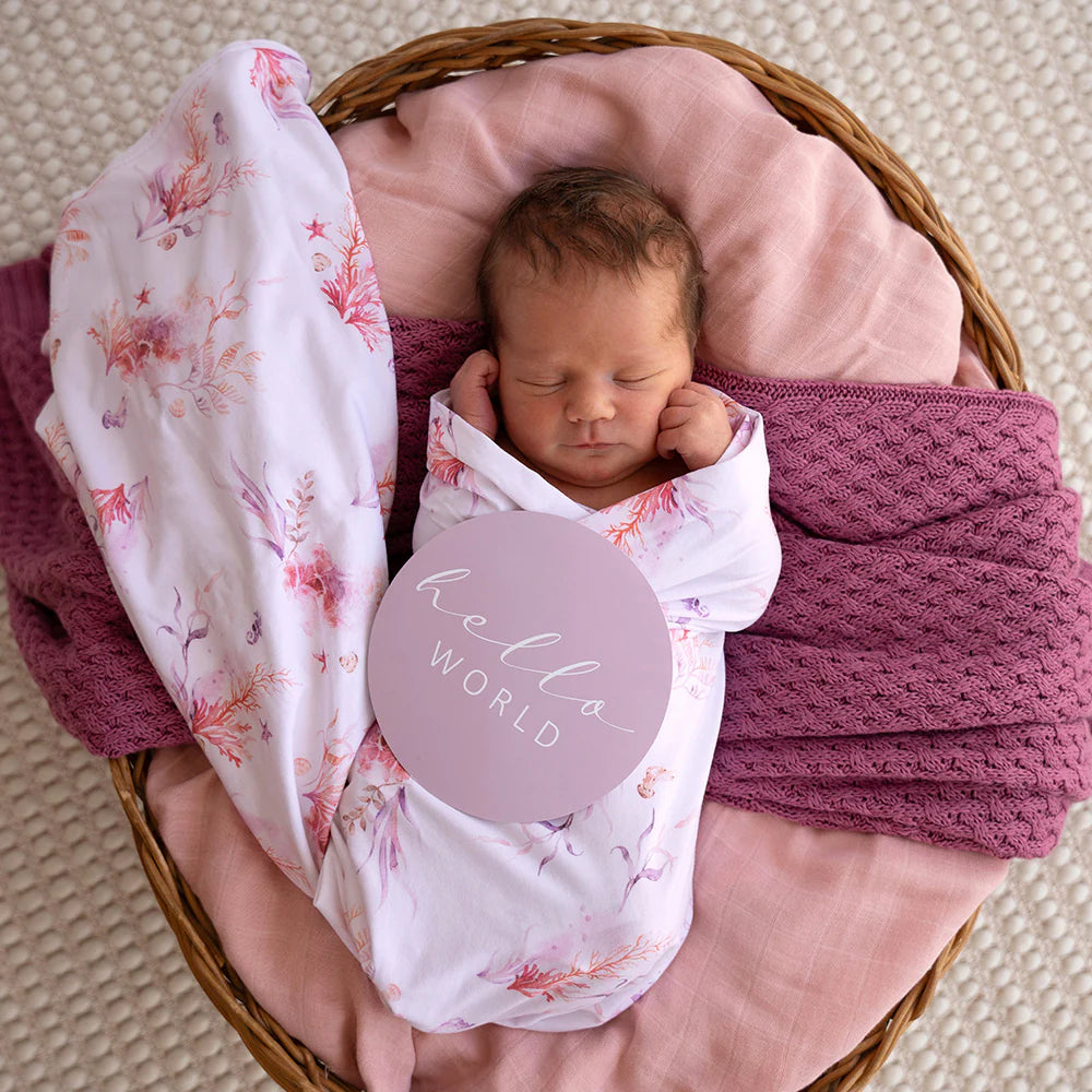 Snuggle Hunny - Coral Organic Jersey Wrap & Topknot Set