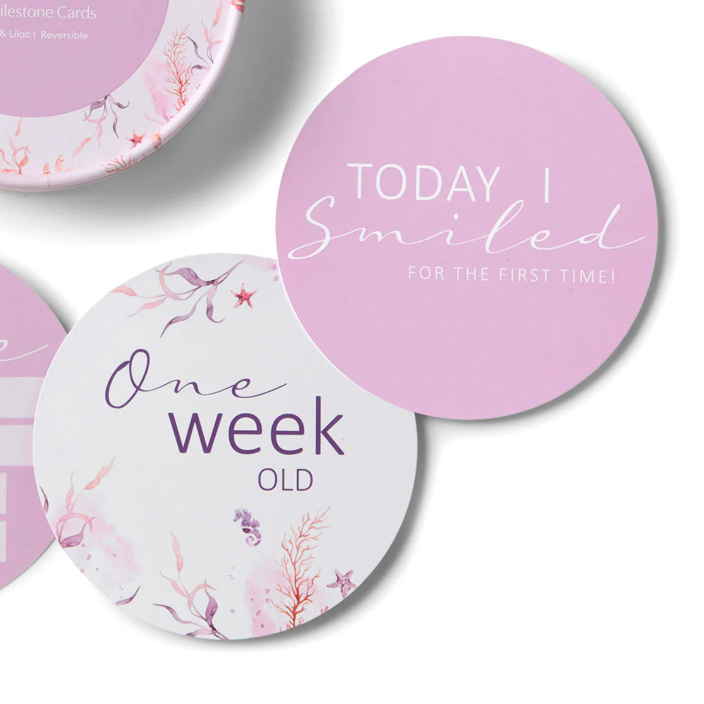 Snuggle Hunny - Coral & Lilac Reversible Milestone Cards