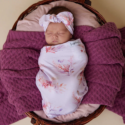Snuggle Hunny - Coral Organic Snuggle Swaddle & Topknot Set