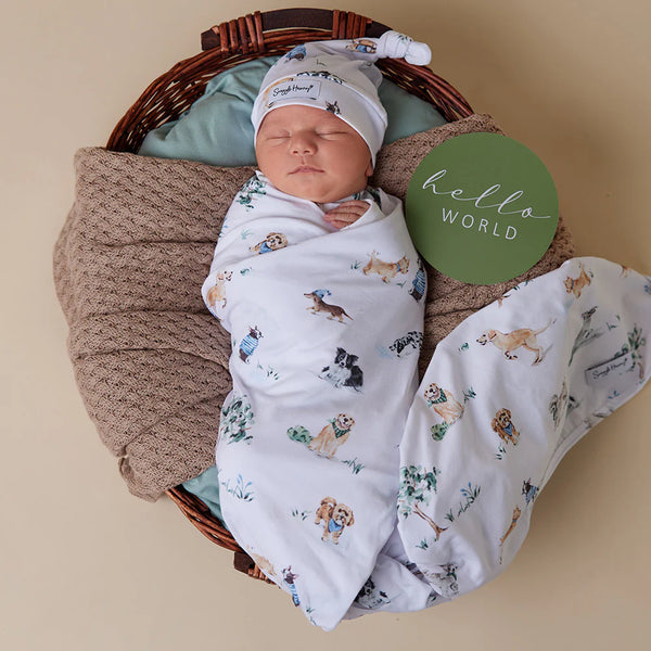Snuggle Hunny Dog Park Organic Jersey Wrap & Beanie