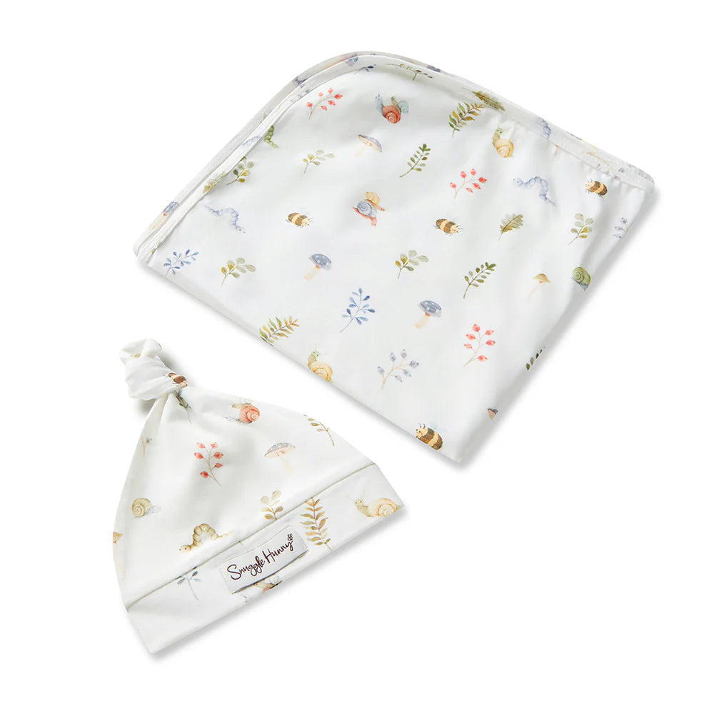 Snuggle Hunny Garden Friends Organic Jersey Wrap & Beanie Set