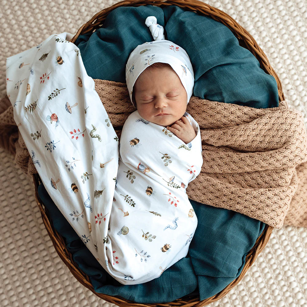 Snuggle Hunny Garden Friends Organic Jersey Wrap & Beanie Set